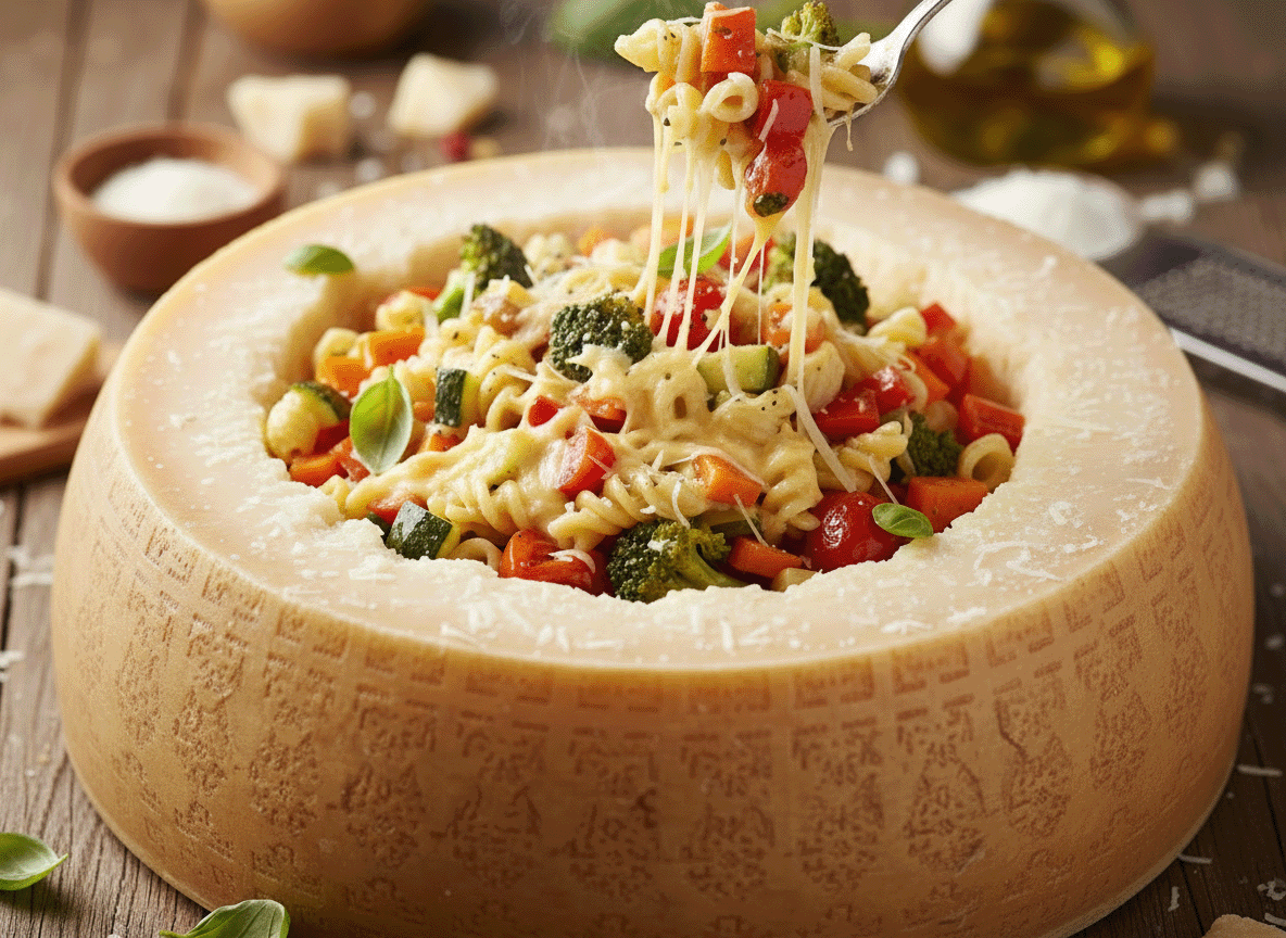 Fusilli im Parmesanlaib